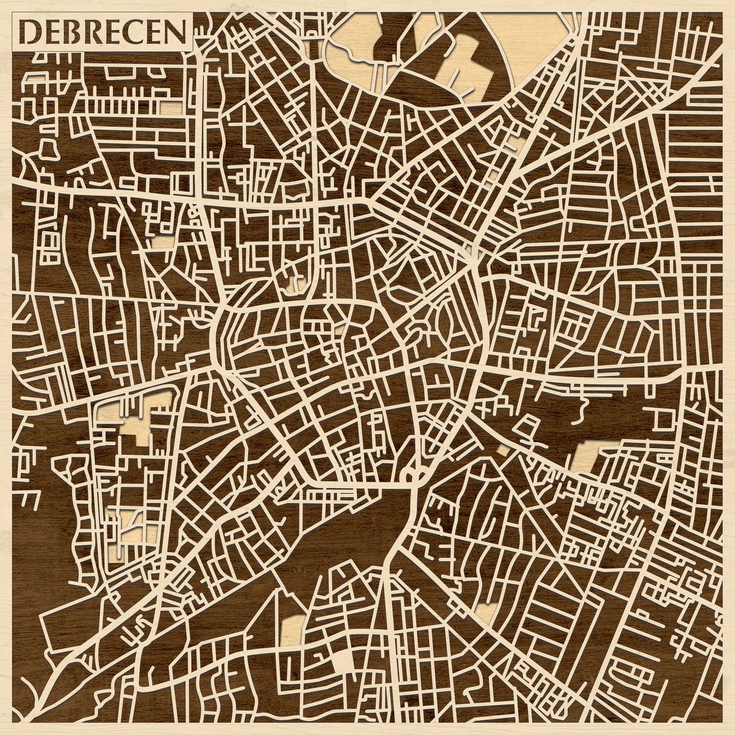 Debrecen 3D city map wall decoration