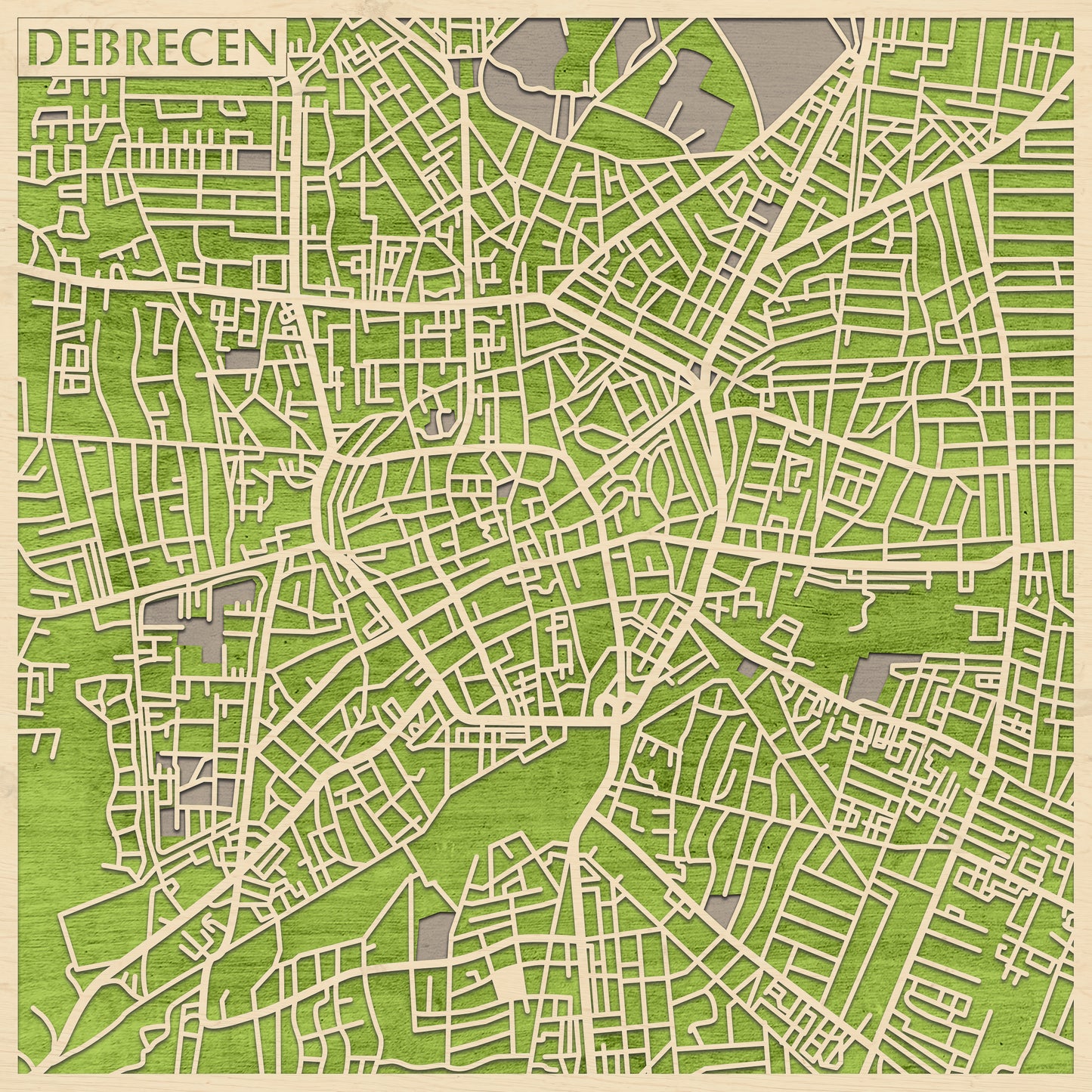 Debrecen 3D city map wall decoration