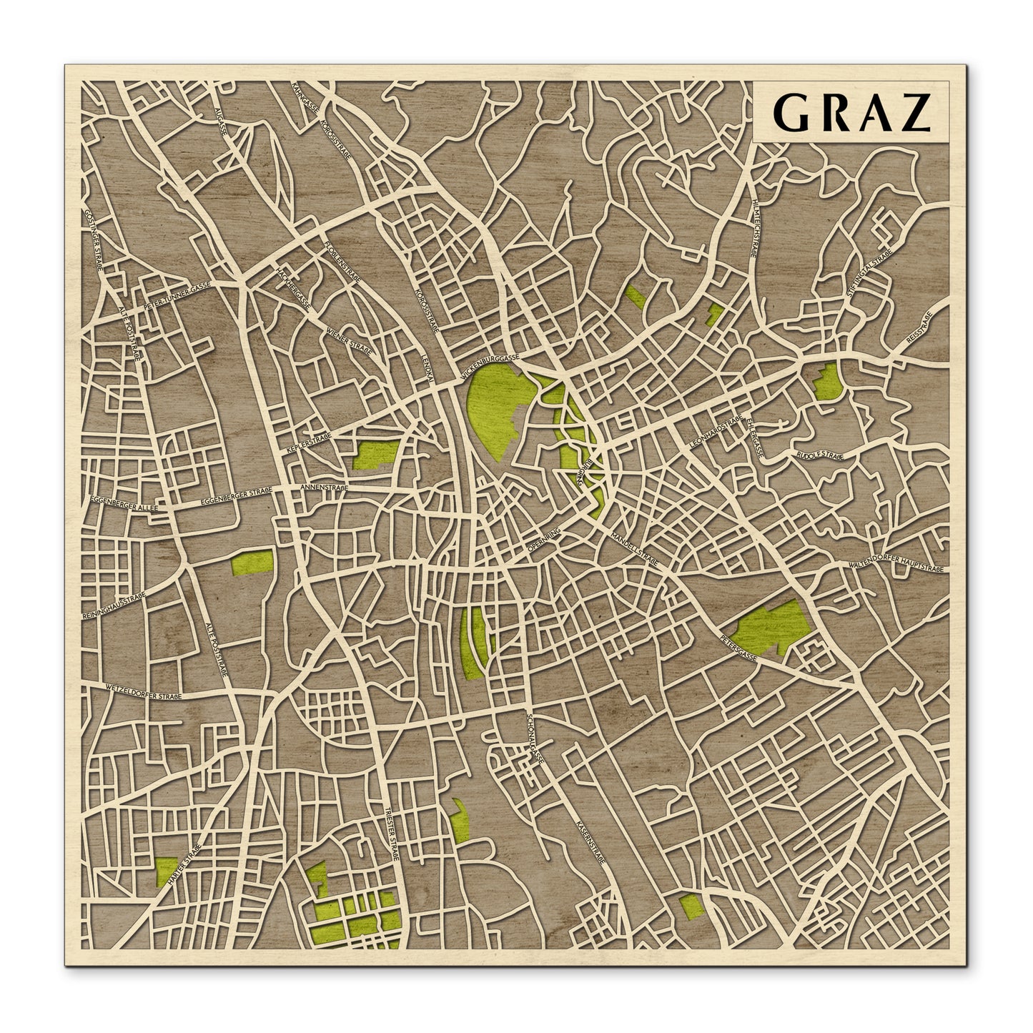 Graz 3D city map wall decoration