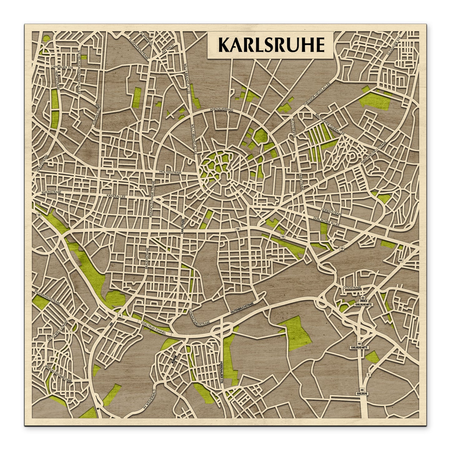 Karlsruhe 3D city map wall decoration