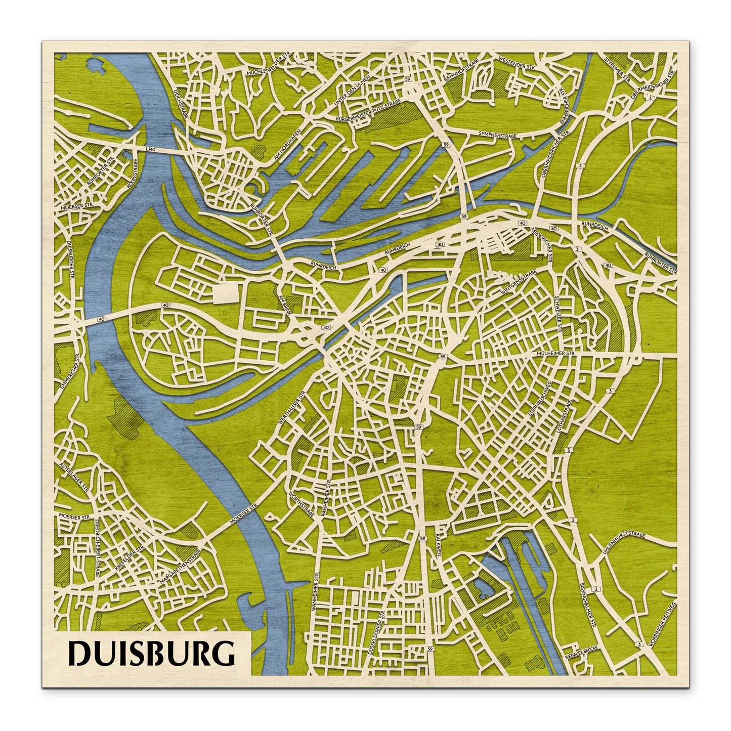 Duisburg 3D city map wall decoration