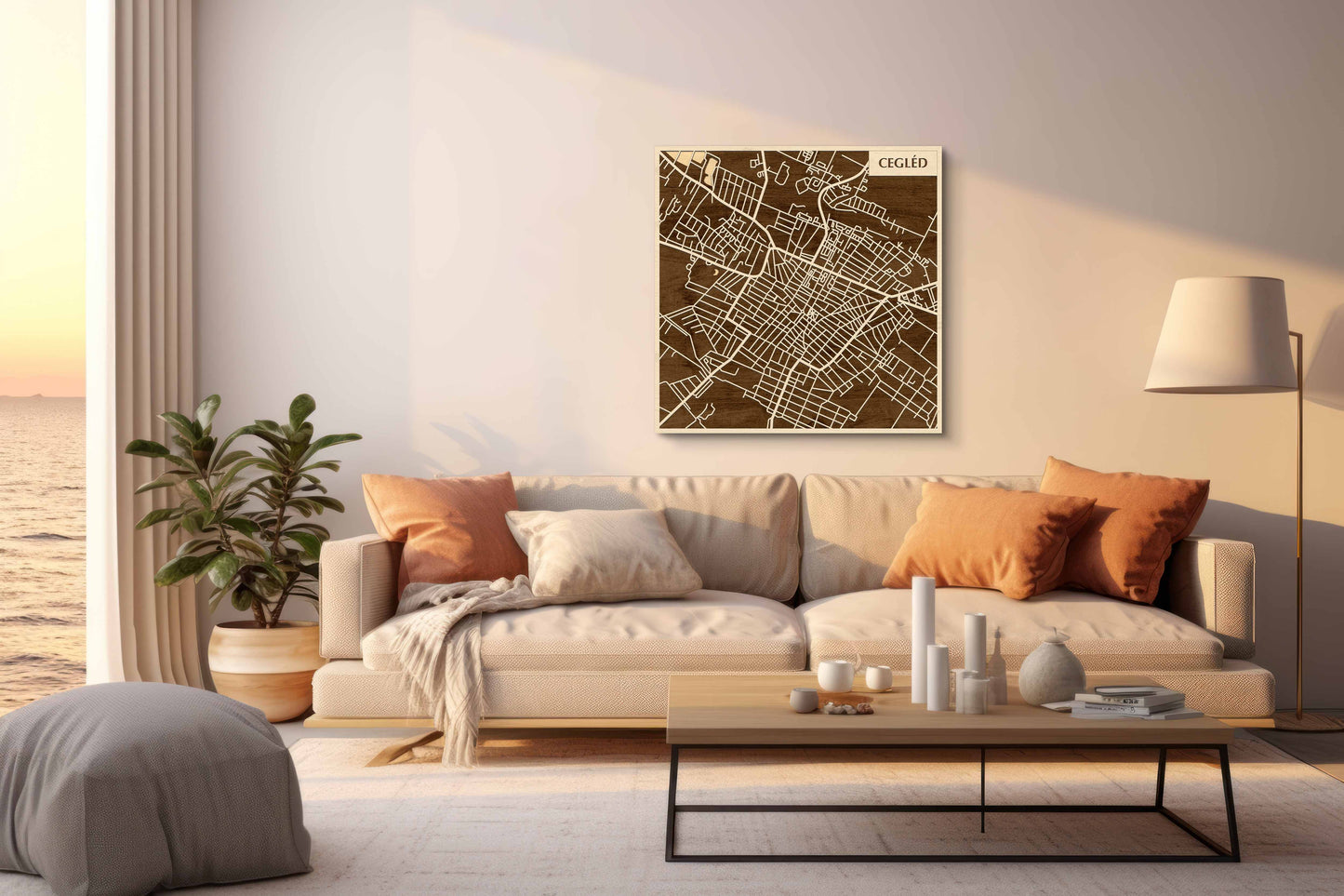 Cegléd 3D city map wall decoration