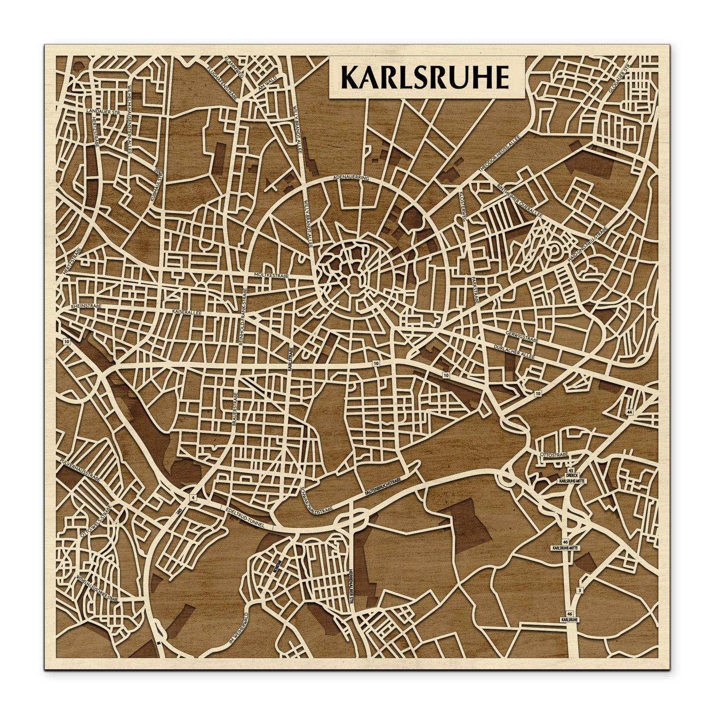 Karlsruhe 3D city map wall decoration
