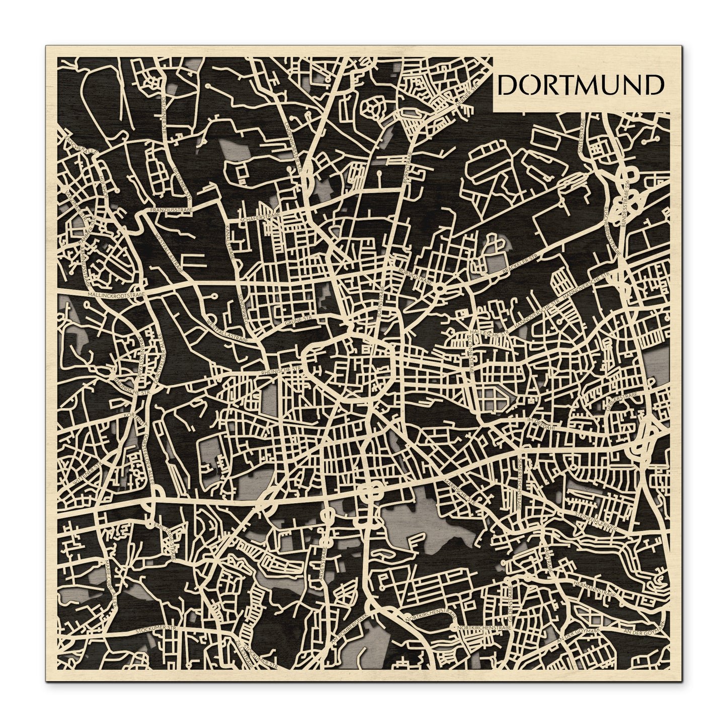 Dortmund 3D city map wall decoration