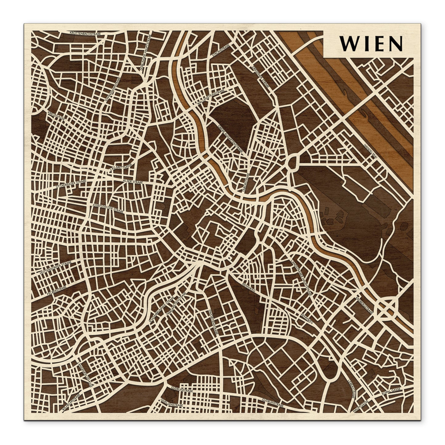 Vienna wooden 3D city map