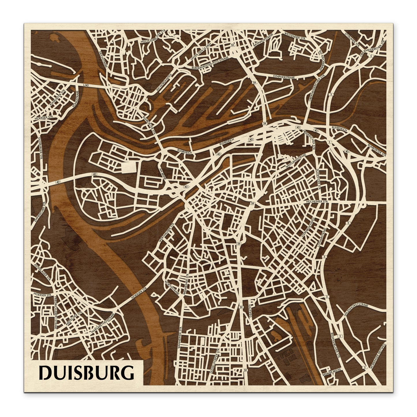 Duisburg 3D city map wall decoration
