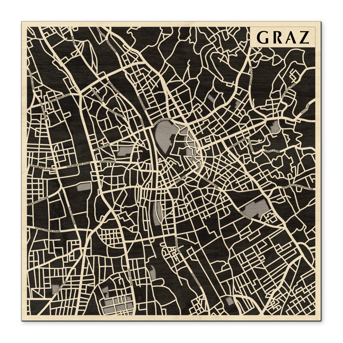 Graz 3D city map wall decoration