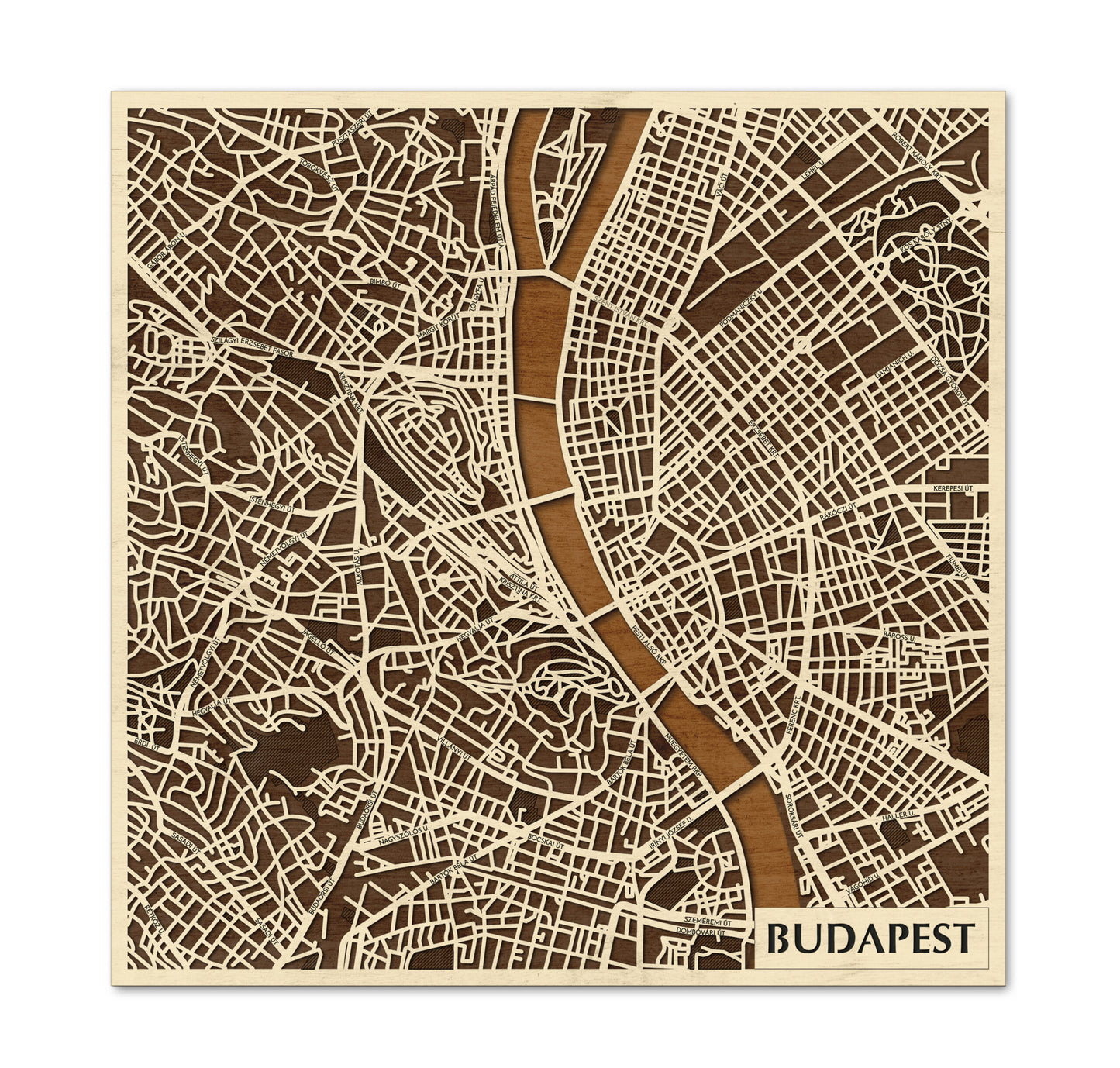 Budapest wooden 3D city map