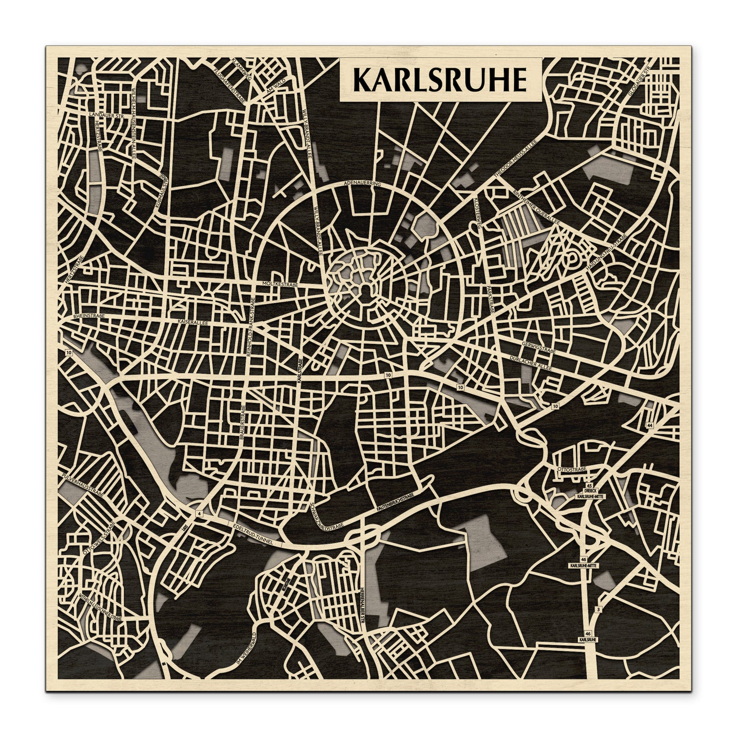 Karlsruhe 3D city map wall decoration