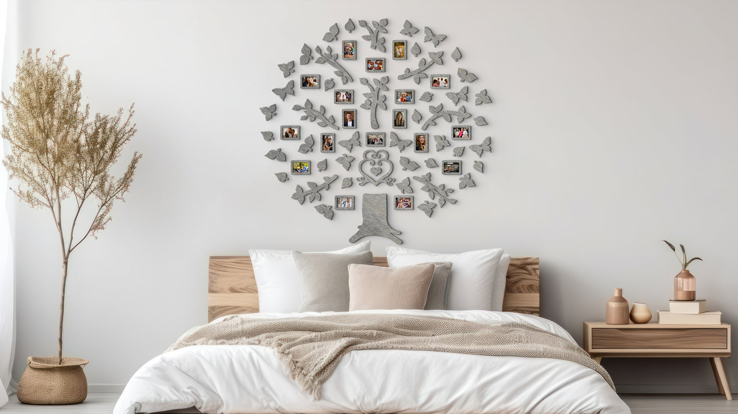 3D Fali dekoráció, fából készült családfa