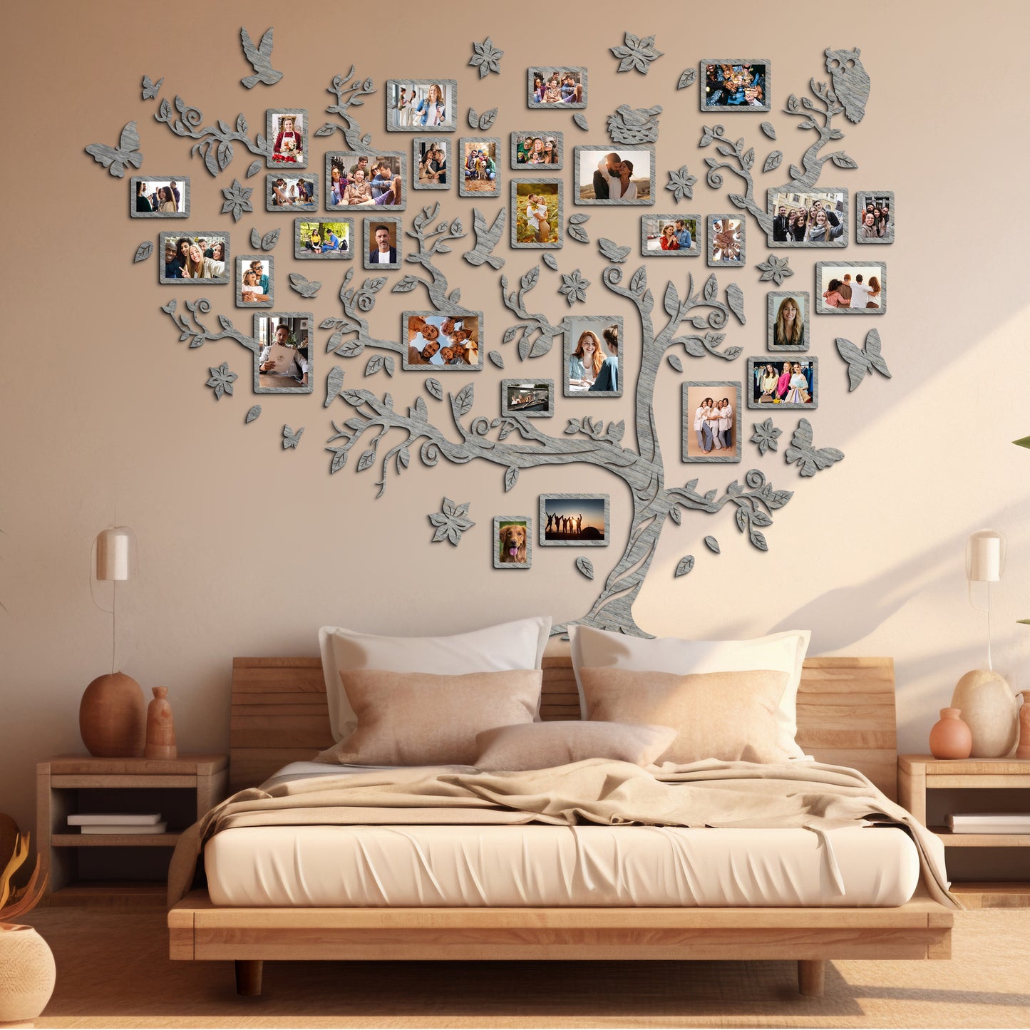 3D Fali Dekoráció | Fa Családfa 29 Képkerettel