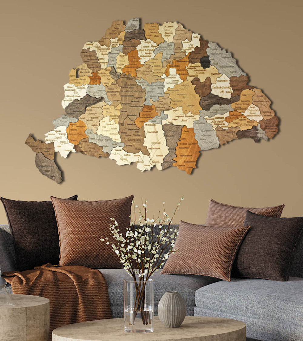 3D Fa Puzzle - Nagy-Magyarország 3 féle méretben | Fali Dekoráció