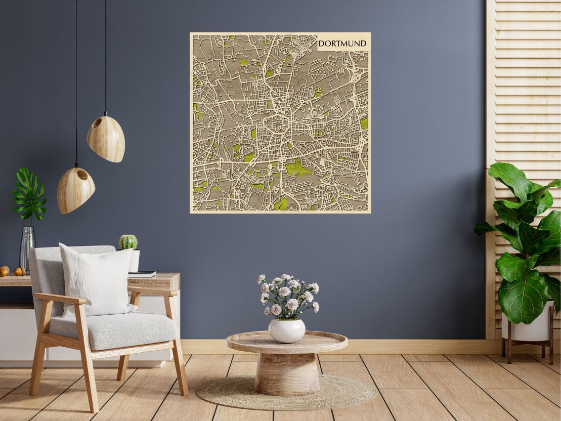 Dortmund 3D city map wall decoration