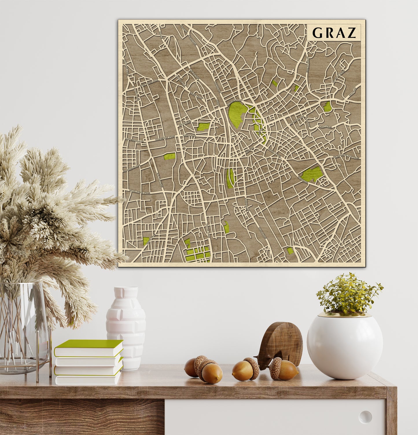 Graz 3D city map wall decoration