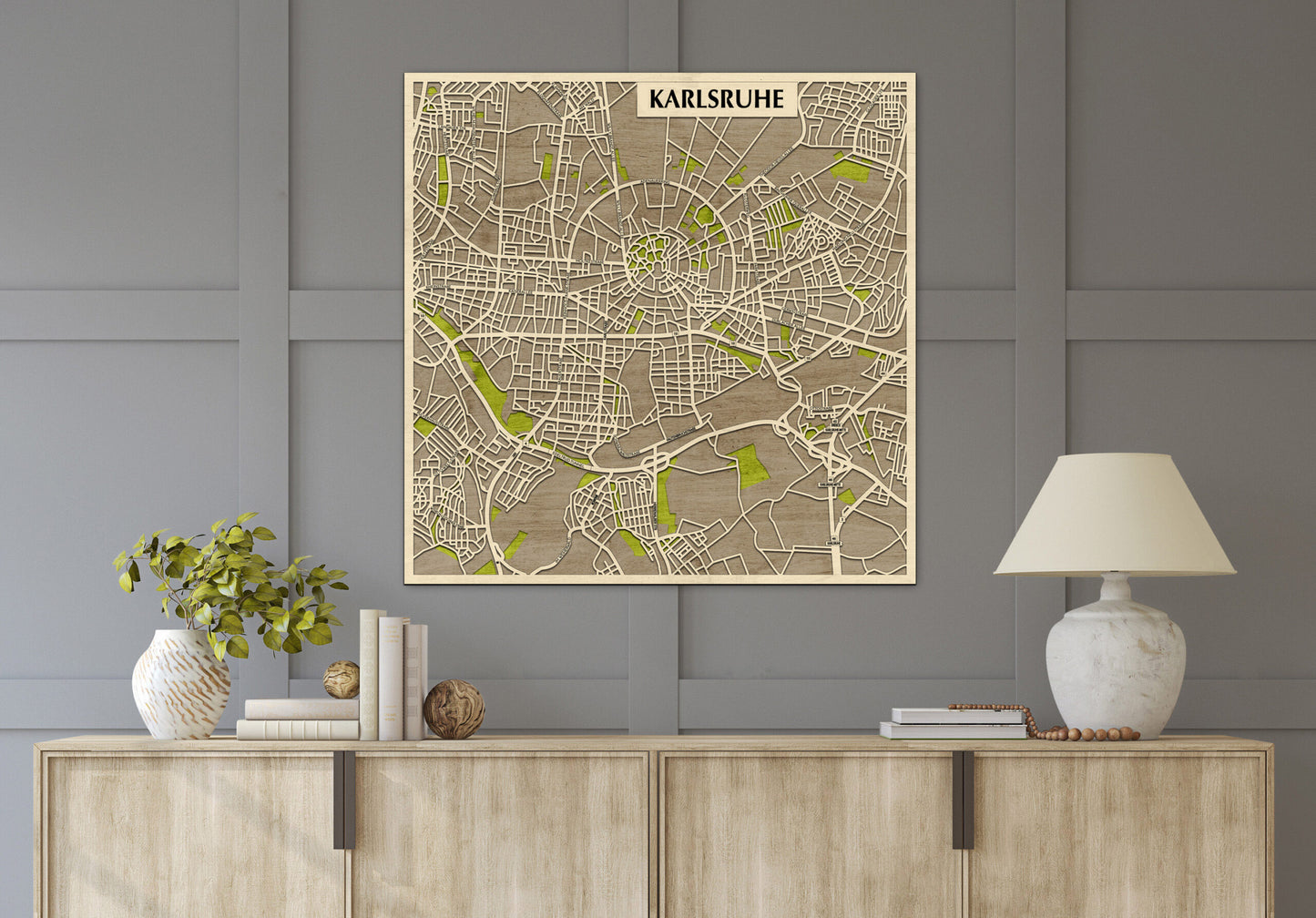 Karlsruhe 3D city map wall decoration