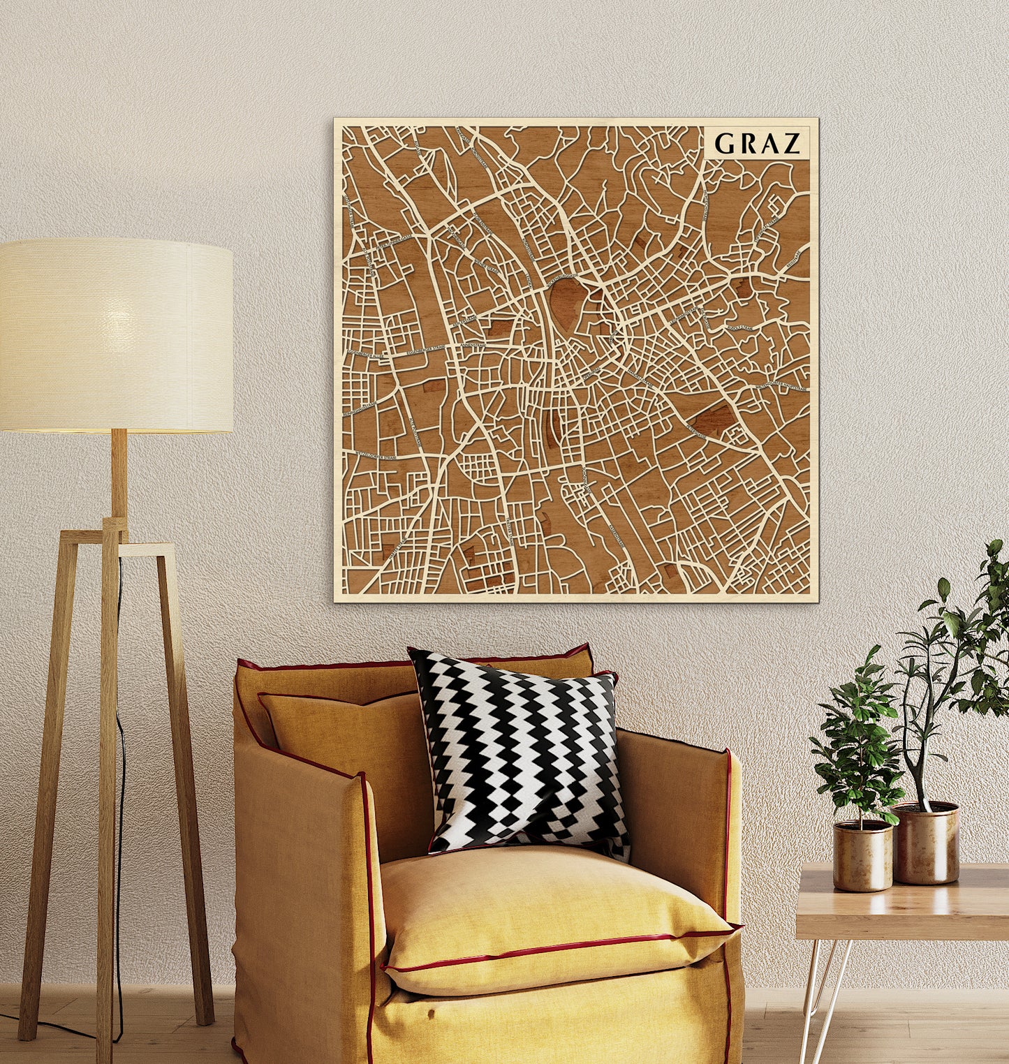 Graz 3D city map wall decoration