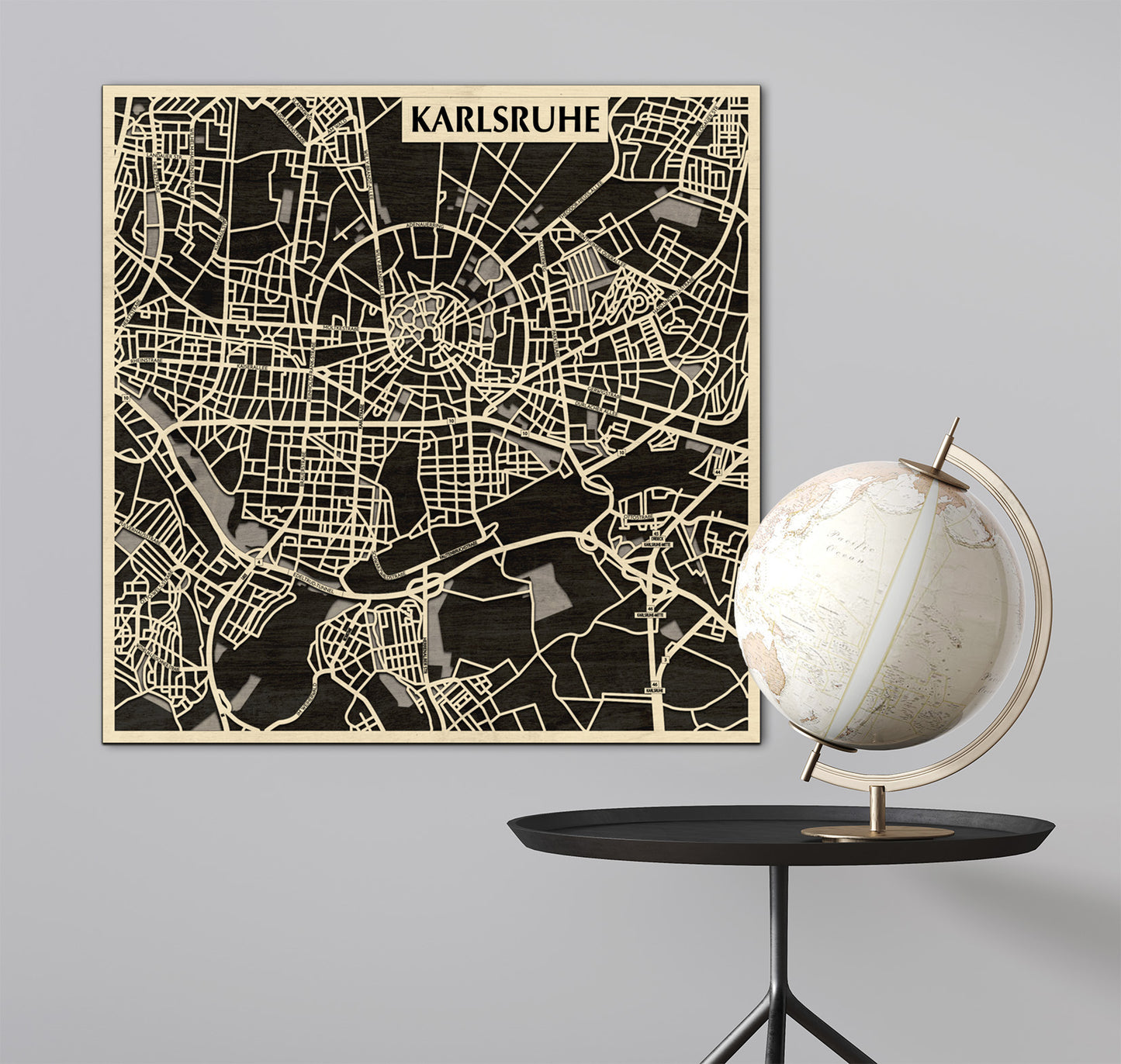 Karlsruhe 3D city map wall decoration