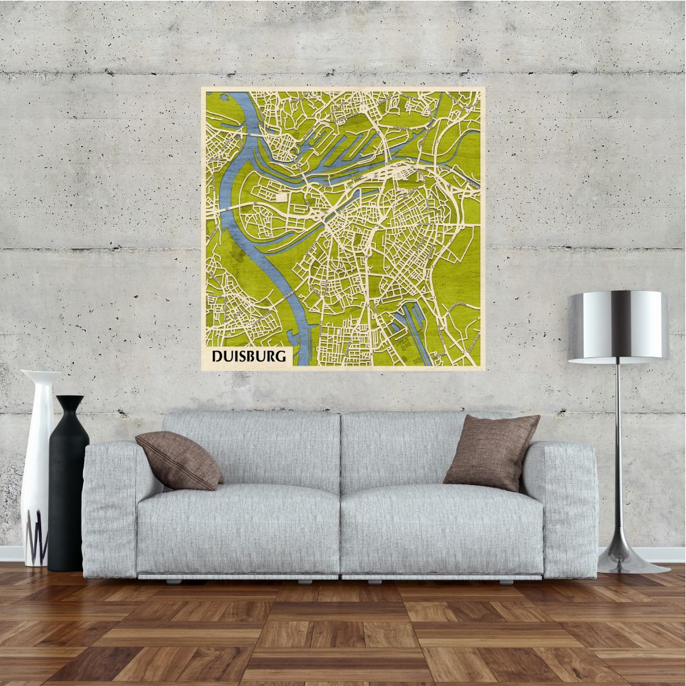 Duisburg 3D city map wall decoration