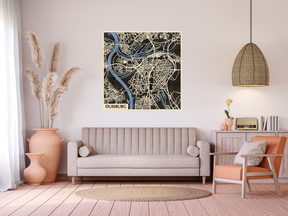 Duisburg 3D city map wall decoration