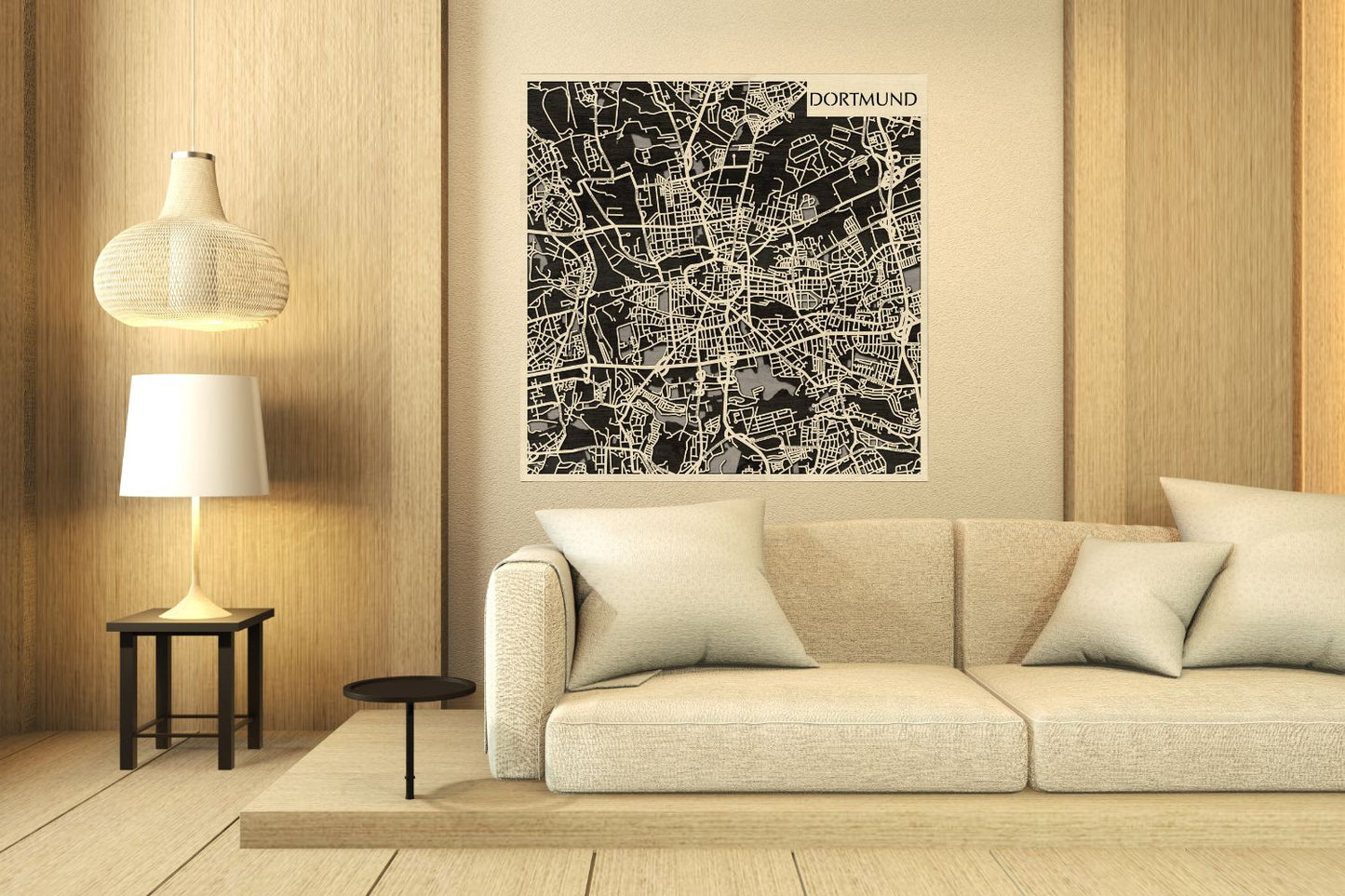 Dortmund 3D city map wall decoration