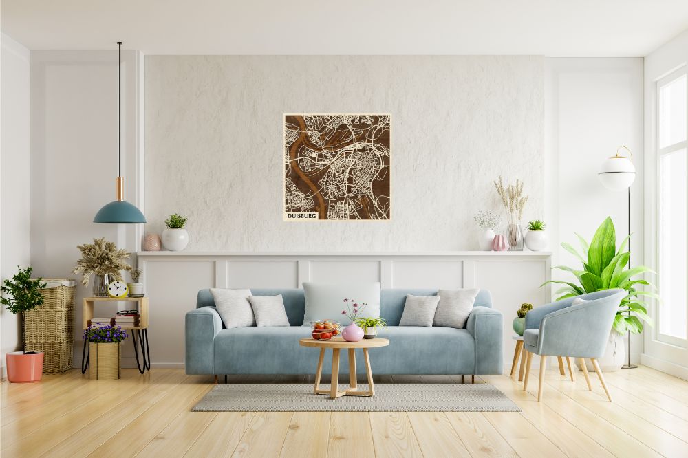 Duisburg 3D city map wall decoration