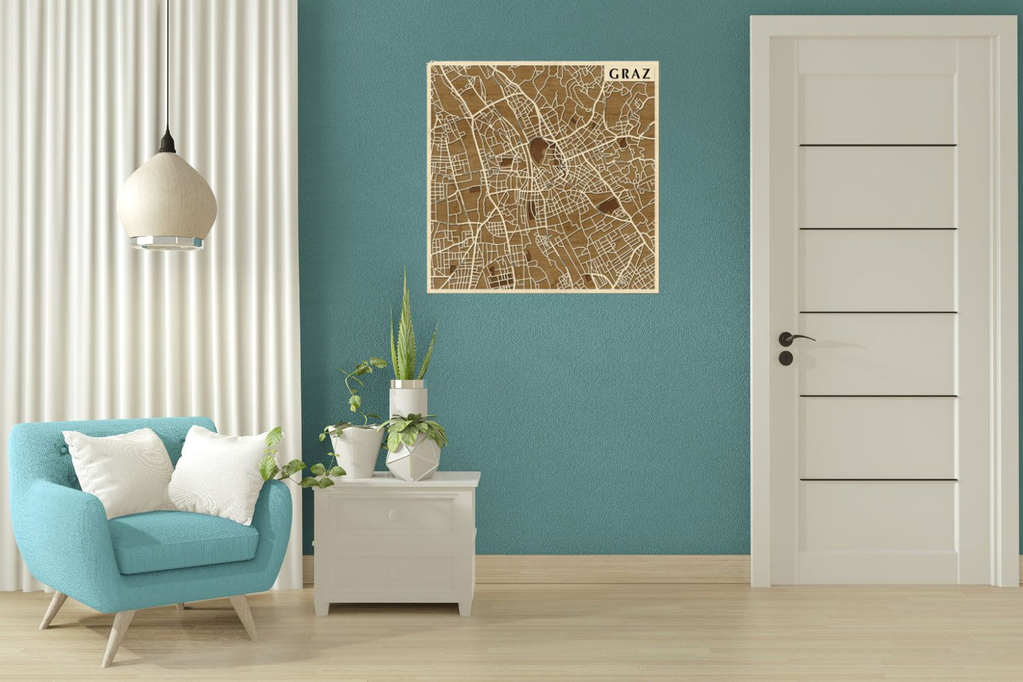 Graz 3D city map wall decoration