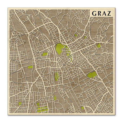 Graz 3D city map wall decoration