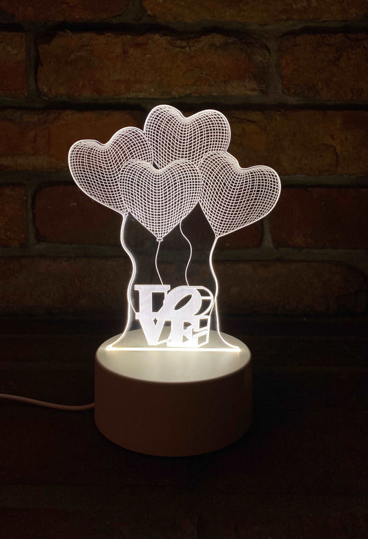 3D Szivecske lufi lámpa