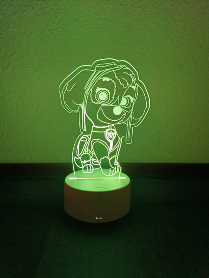 3D LED Lámpa – Mancs Őrjárat Skye
