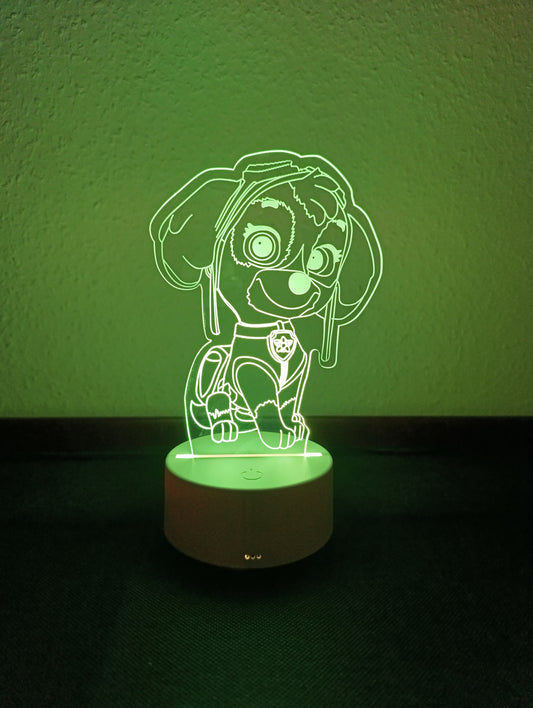 3D LED Lámpa – Mancs Őrjárat Skye
