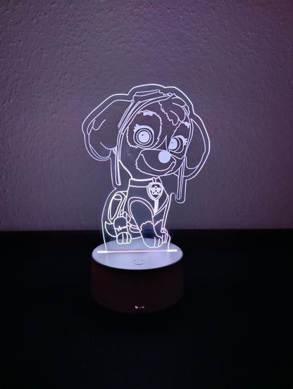 3D LED Lámpa – Mancs Őrjárat Skye