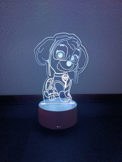 3D LED Lámpa – Mancs Őrjárat Skye