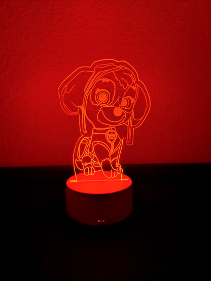 3D LED Lámpa – Mancs Őrjárat Skye