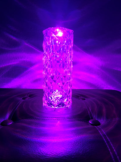 Kristály hatású asztali lámpa 16 féle színnel távirányítóval és USB kábellel