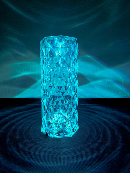 Kristály hatású asztali lámpa 16 féle színnel távirányítóval és USB kábellel