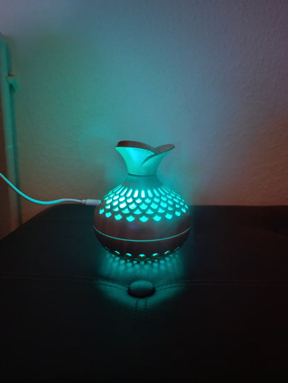 "SzínesHangulat" Stílusos Aromaterápiás Fa hatású Diffúzor 7 Színű LED Világítással