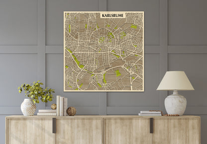 Karlsruhe 3D city map wall decoration