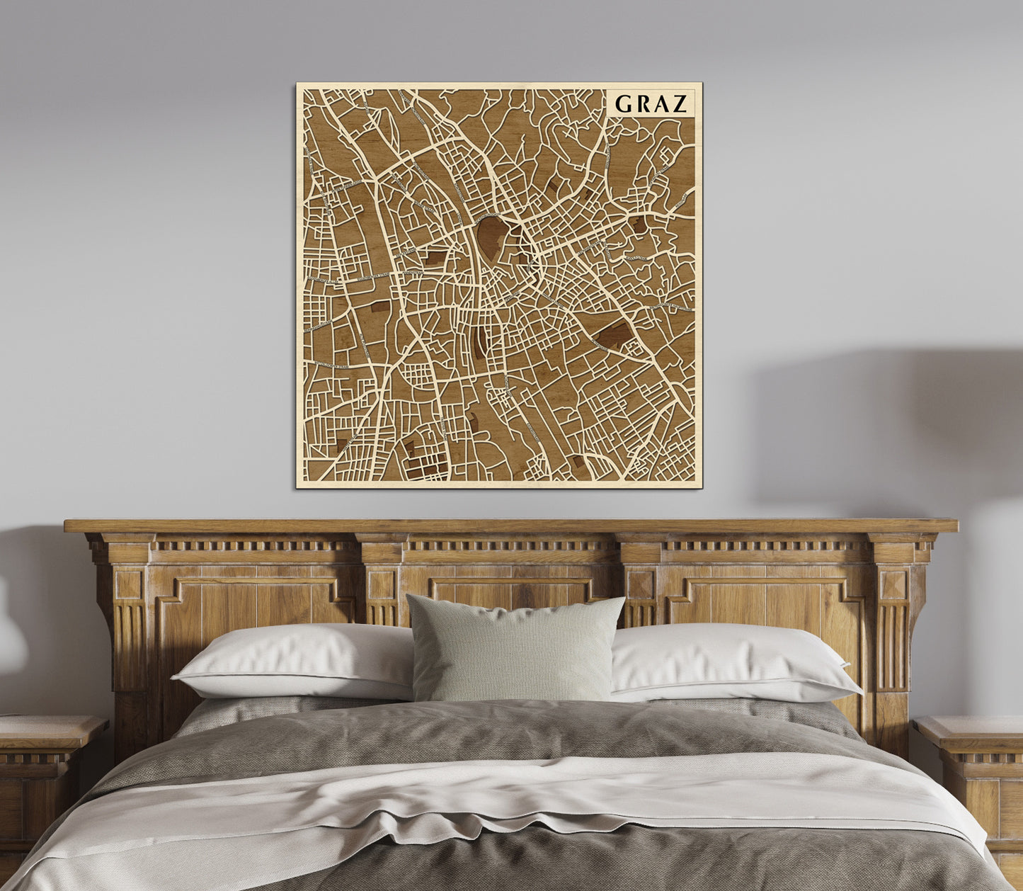 Graz 3D city map wall decoration