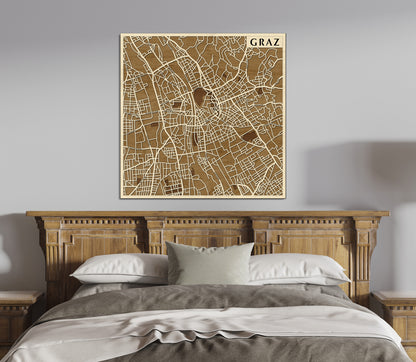 Graz 3D city map wall decoration