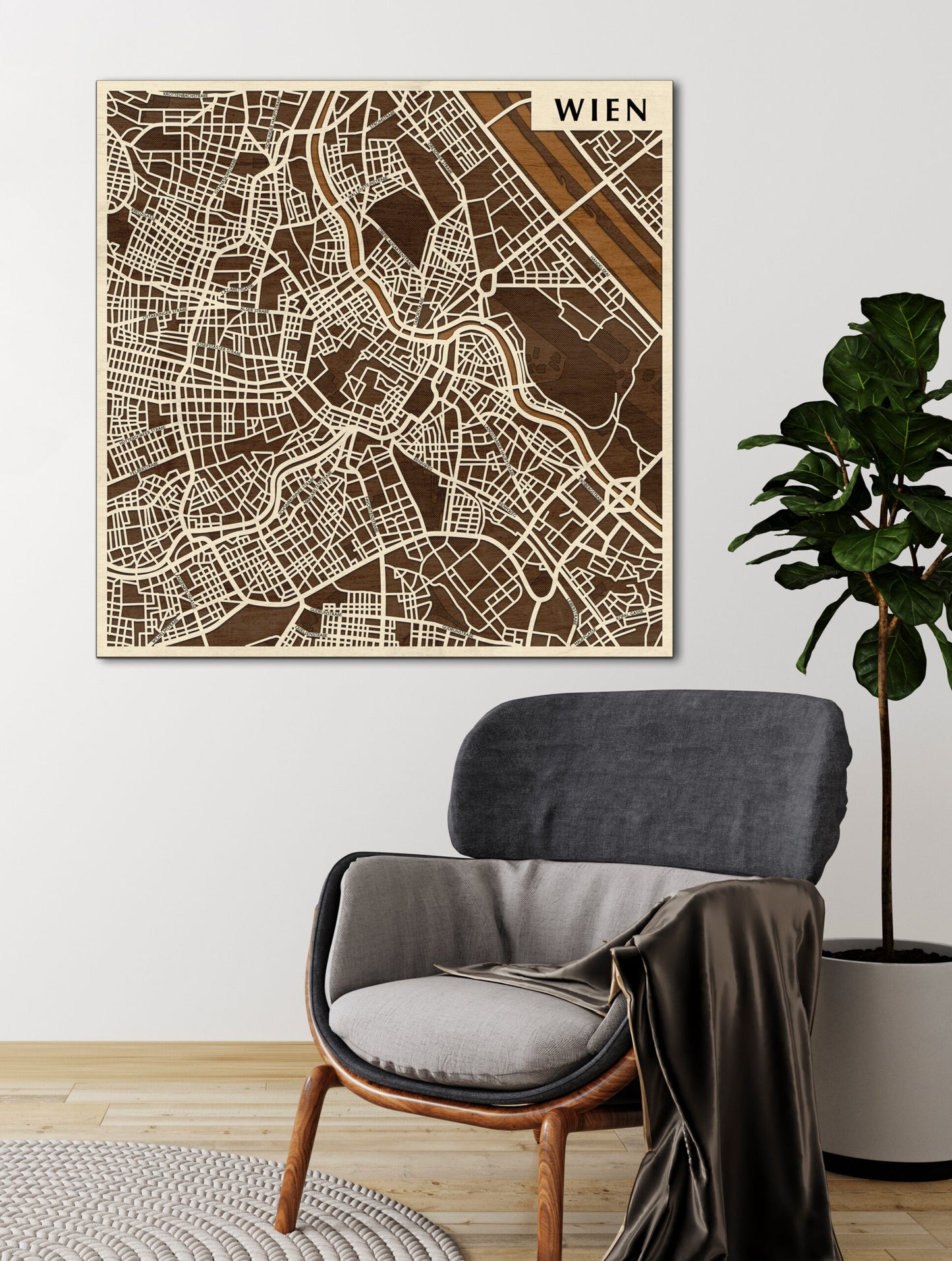 Vienna wooden 3D city map
